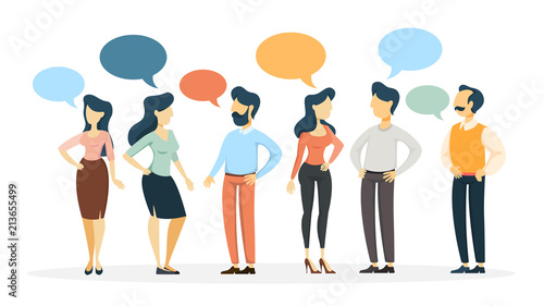 Group of people talk to each other