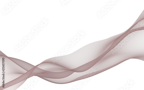 Abstract gray wave. Raster air background. Bright gray ribbon on white background. Gray scarf. Abstract gray smoke. 3D illustration