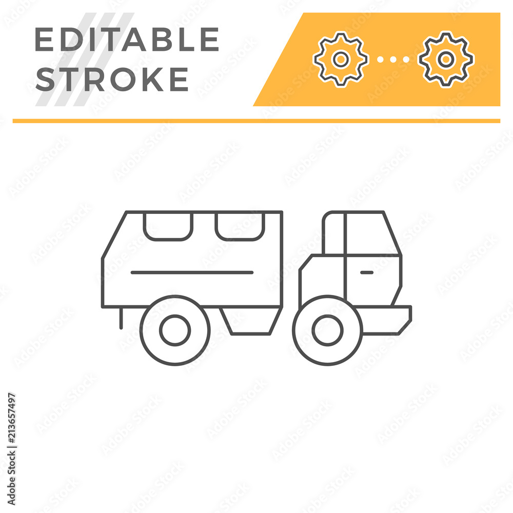 Military truck line icon Military truck line icon