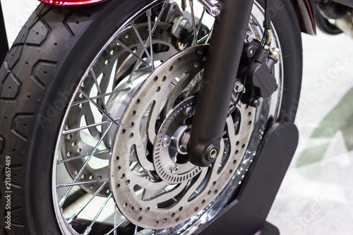 close up - Detail Motorcycle brake disc is part of the motorcycle.