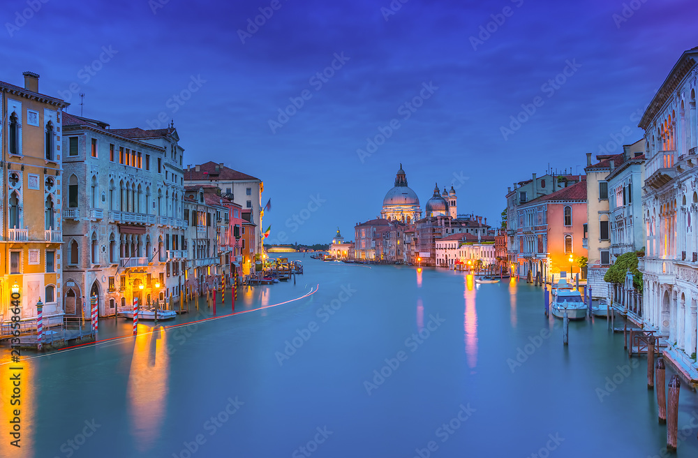 Blue hour at Canale Grande in Venice 