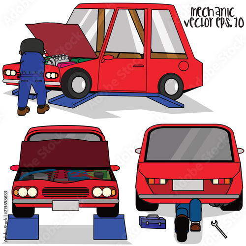 Auto mechanic fixing car