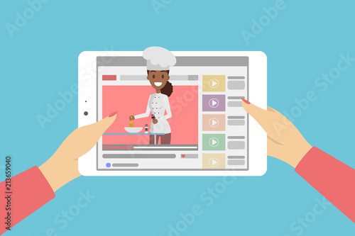 Beautiful female food blogger