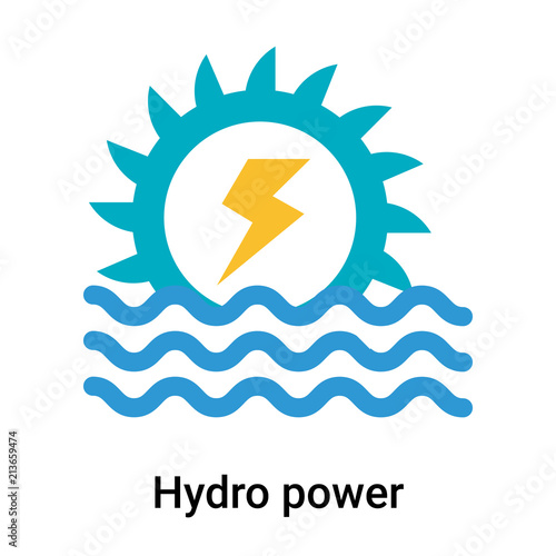 Hydro power icon vector sign and symbol isolated on white background, Hydro power logo concept