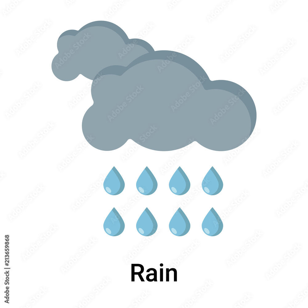 Rain icon vector sign and symbol isolated on white background, Rain logo concept Rain icon vector sign and symbol isolated on white background, Rain logo concept