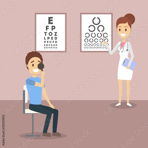 Eye examination with ophtalmologist