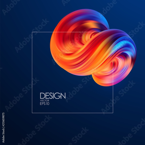 Vector illustration: Abstract background with 3d colorful fluid and frame. Trendy design.