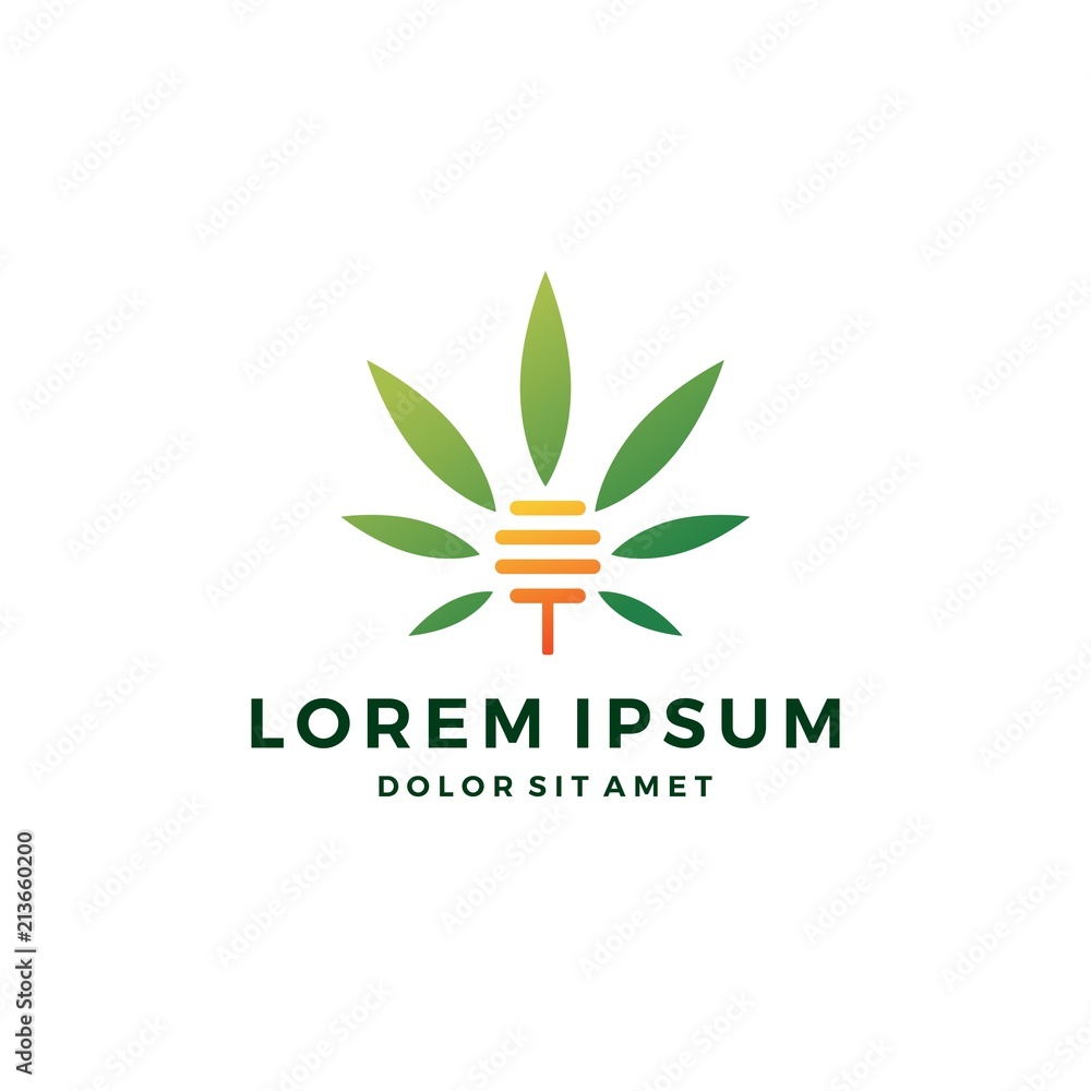 cannabis hive hemp marijuana leaf logo vector cannabis hive hemp marijuana leaf logo vector