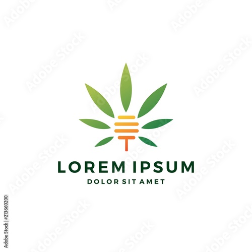 cannabis hive hemp marijuana leaf logo vector