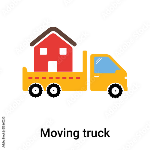 Moving truck icon vector sign and symbol isolated on white background, Moving truck logo concept
