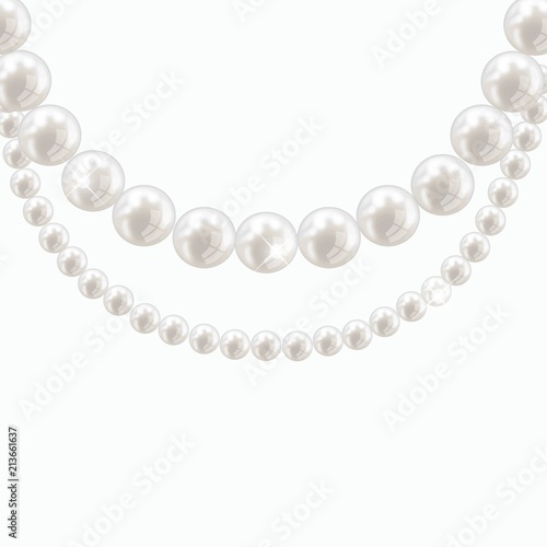 Vector pearl necklace on light background