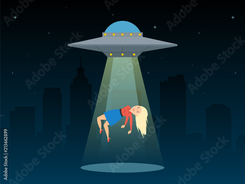 ufo spaceship abduct a woman at night
