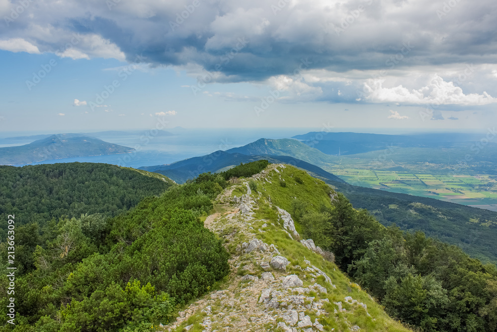 Fototapeta premium national park nature concept of sea waterfront forest mountain landscape from ridge