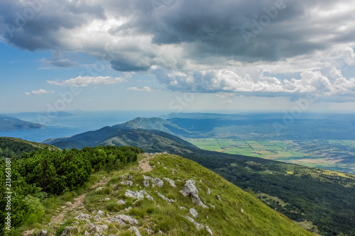 national park nature concept of sea waterfront forest mountain landscape from ridge