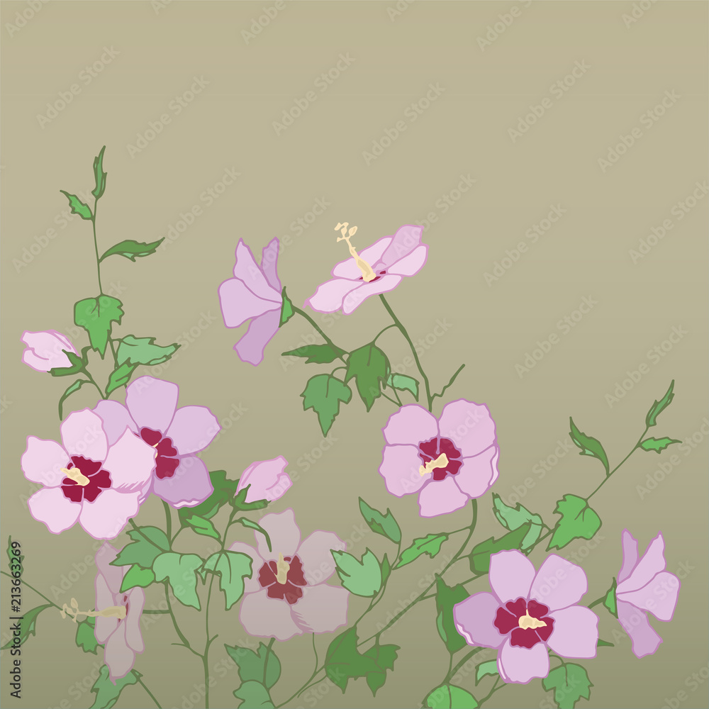 National flower of South Korea. Chinese rose. Forever blooming rose. Pink Hibiscus.Dendritic bush Hibiscus.
National flower of South Korea. Chinese rose. Forever blooming rose. Pink Hibiscus.Dendritic bush Hibiscus.