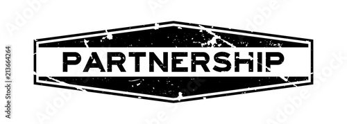 Grunge black partnership word hexagon rubber seal stamp on white background