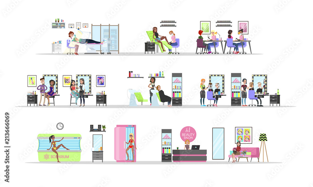 Beauty salon interior set Beauty salon interior set