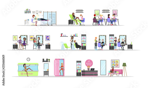 Beauty salon interior set