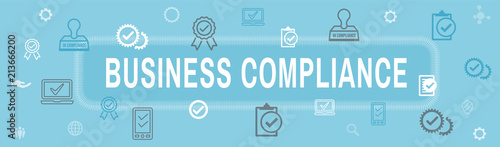 In compliance web banner - icon set that shows a company passed inspection