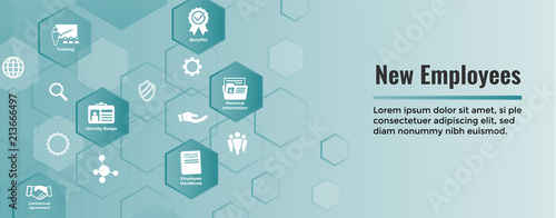 New Employee Hiring Process icon set  w handbook, checklist, etc