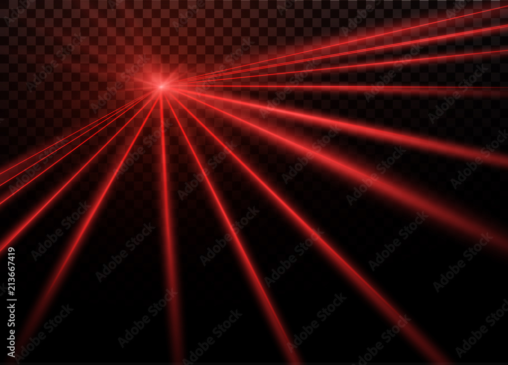 Abstract red laser beam. Transparent isolated on black background. Vector  illustration.the lighting effect.floodlight directional. Stock Vector |  Adobe Stock