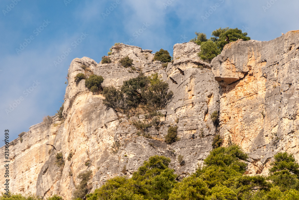 Rocky wall near Uña in Cuenca, Spain