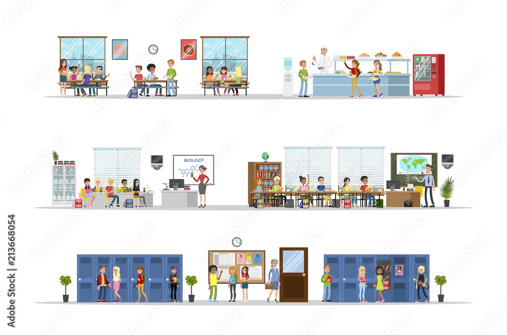 School classrooms set