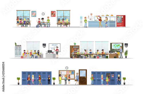 School classrooms set