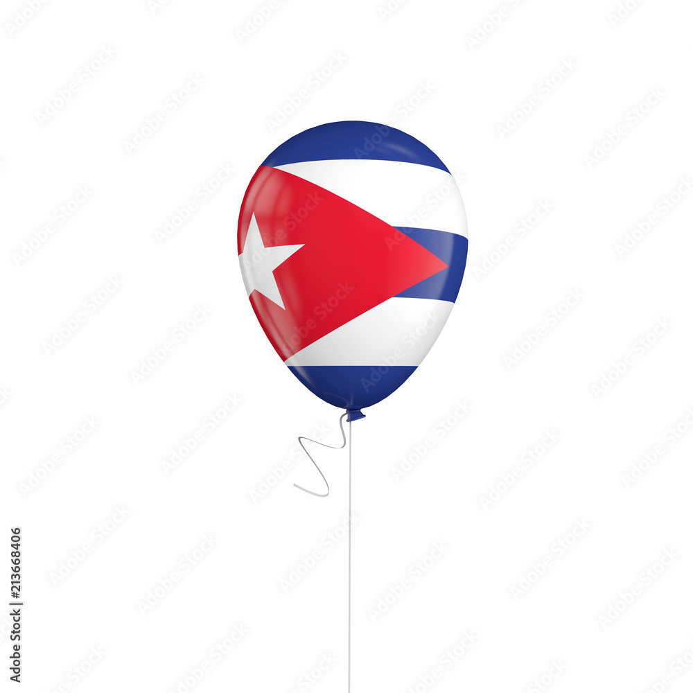 Naklejka premium Cuba flag balloon on a string. 3D Rendering