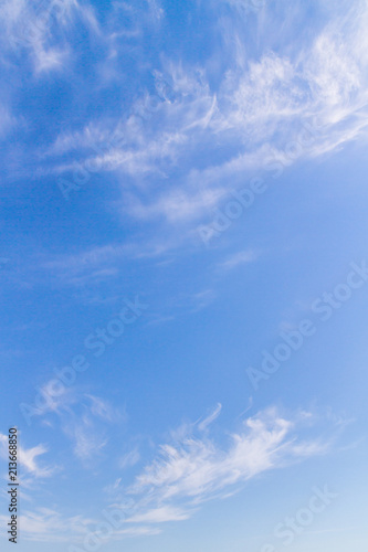 Fototapeta Naklejka Na Ścianę i Meble -  White feathery clouds on the blue sky in summer