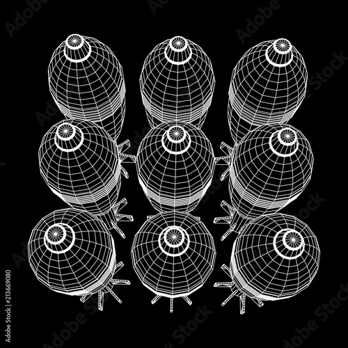 Missile, nuclear bomb or mortar mine Wireframe low poly mesh vector illustration