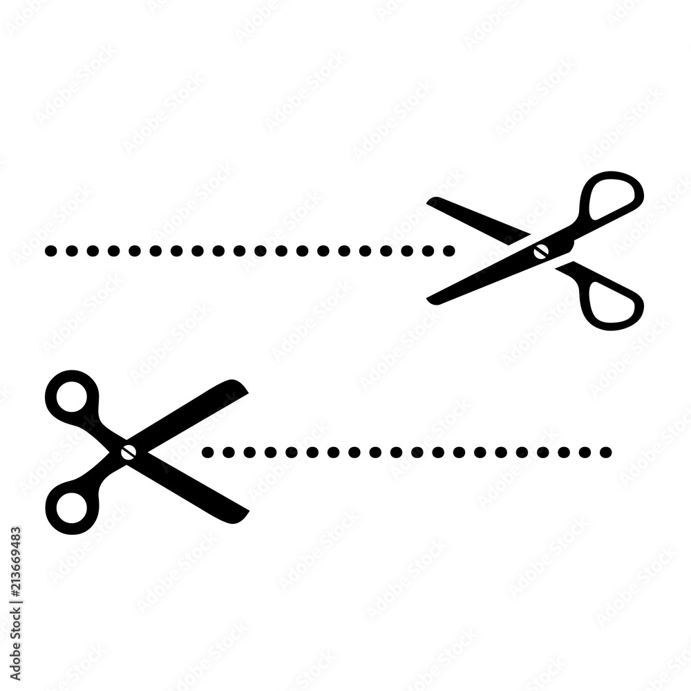 Cut line scissors vector icon Cut line scissors vector icon
