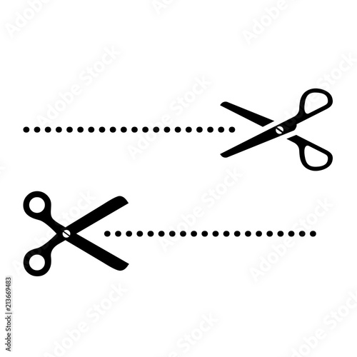 Cut line scissors vector icon