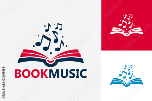 Modern Book Music Logo Template Design Vector, Emblem, Design Concept, Creative Symbol, Icon