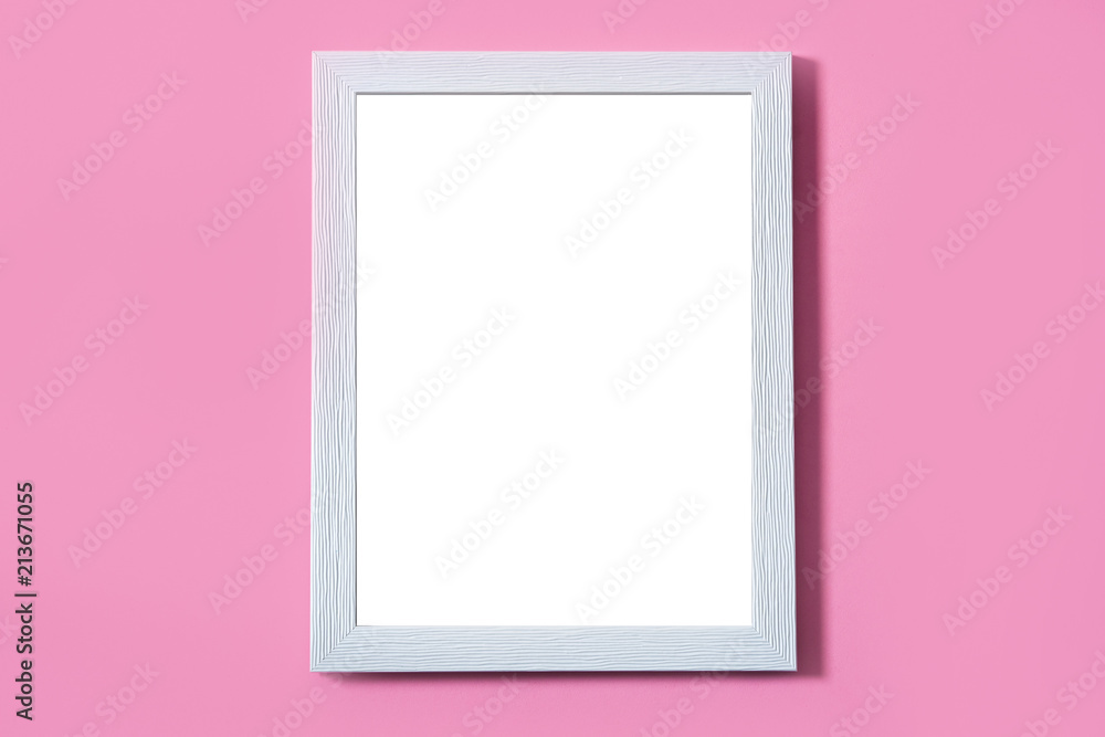 Blank white frame on pink background. Mock up with copy space.
Blank white frame on pink background. Mock up with copy space.