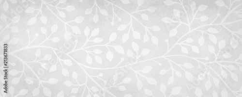 white background with floral wedding design or ivy and vine pattern with old gray vintage texture