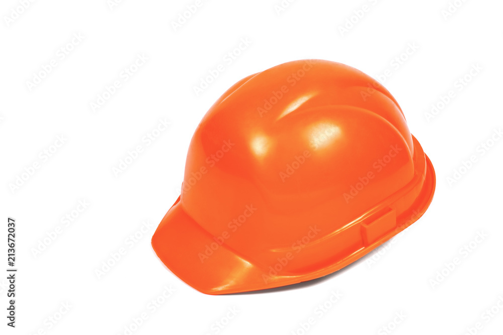 building orange helmet on white background building orange helmet on white background