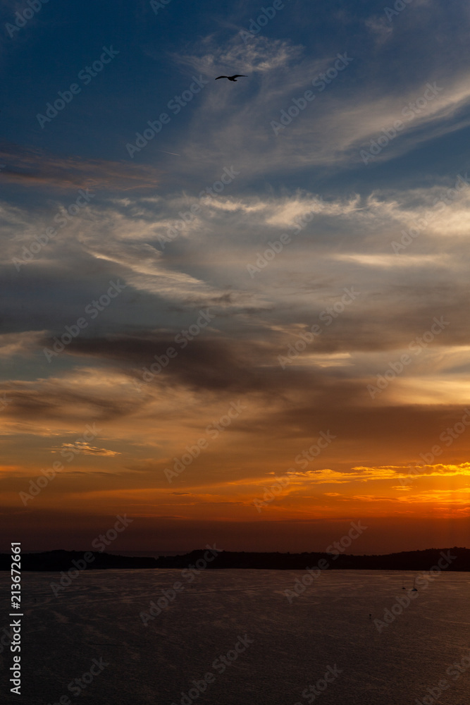 Italy, Naples, Nisida, sunset