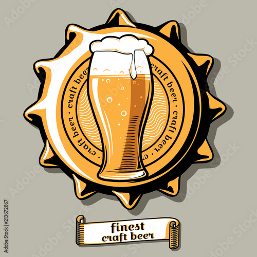 Craft beer brewery emblem on bottle cap