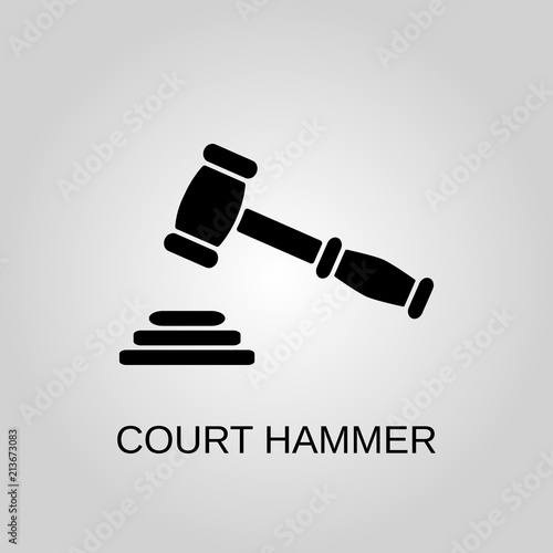 Court hammer icon. Court hammer symbol. Flat design. Stock - Vector illustration