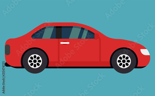 Vector image of a red car compact sedan with black wheels