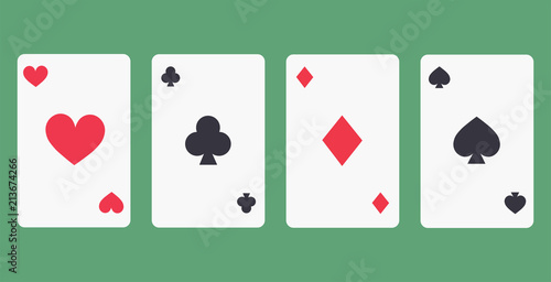 Game cards flat icon isolated on green background. Simple Game cards in flat style, vector illustration.