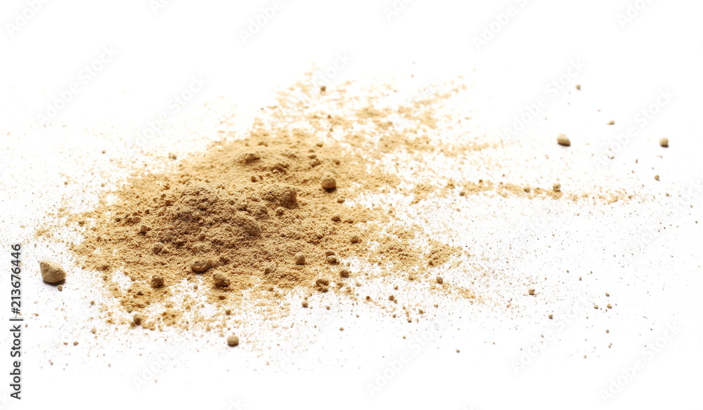 Ginger powder isolated on white, (Zingiber officinale) Ginger powder isolated on white, (Zingiber officinale)
