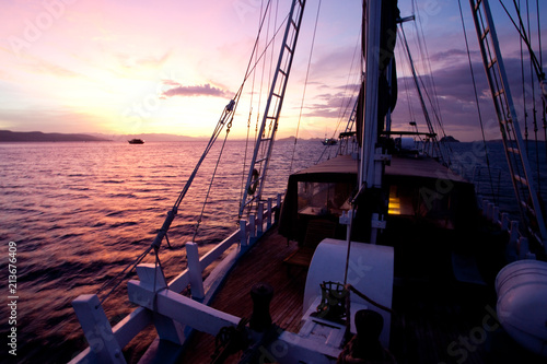Sunset on dive boat in the Komodo Islands © Sandy
