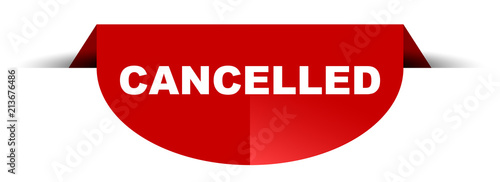red vector round banner cancelled