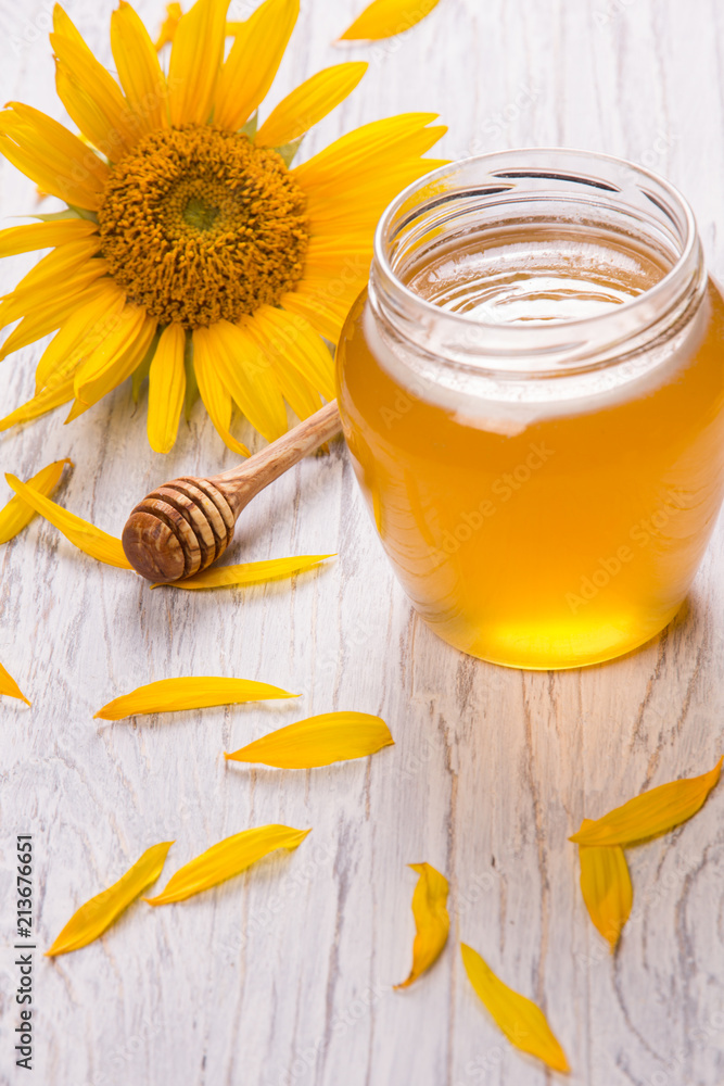 Honey in a glass jar Honey in a glass jar