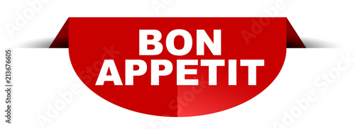 red vector round banner bon appetit