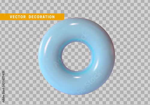 Torus, simple 3d shape isolated on transparent background. Volumetric round ring