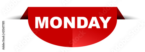 red vector round banner monday