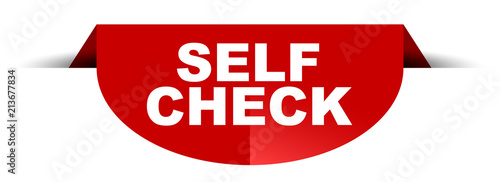 red vector round banner self check